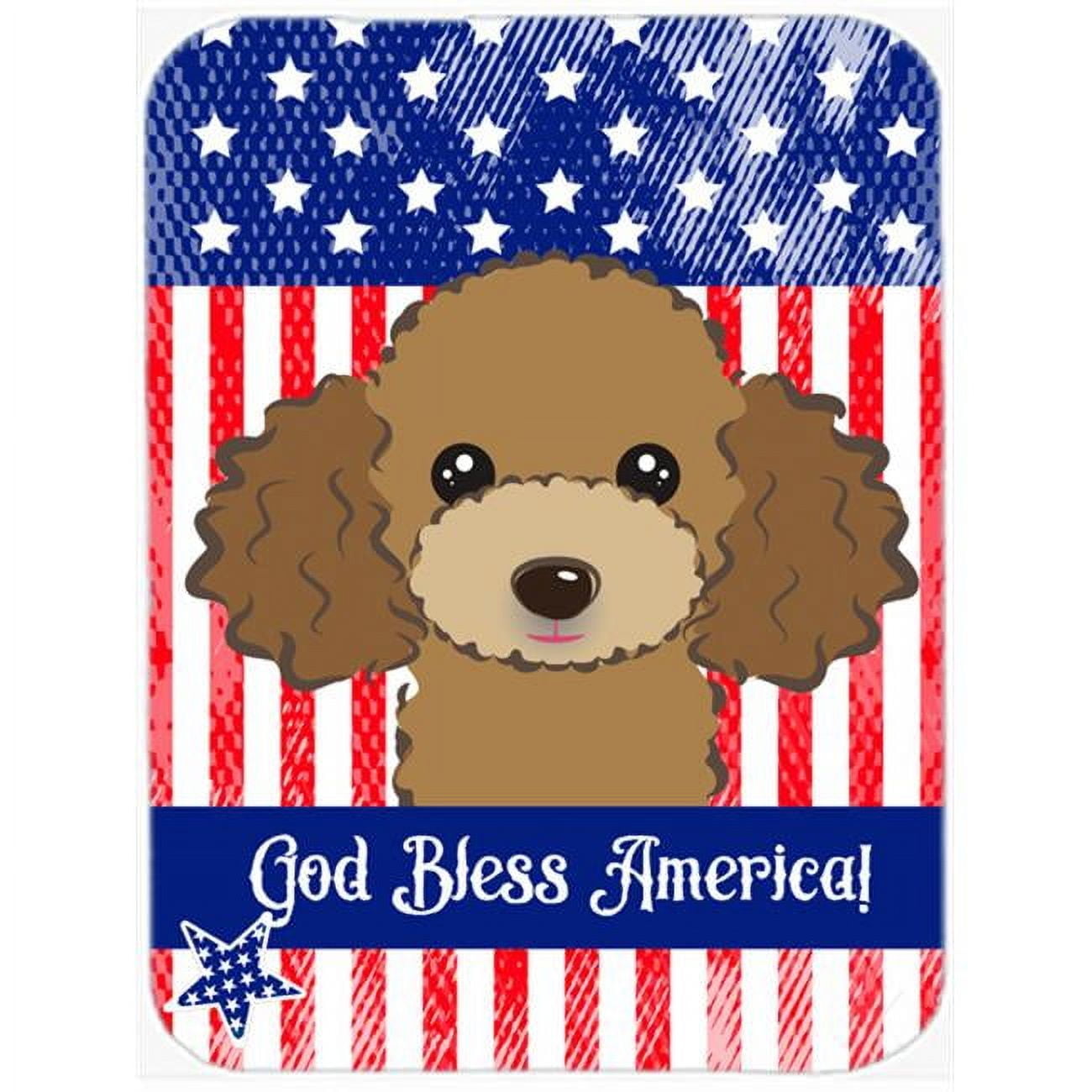 Caroline's Treasures God Bless Flag with Chocolate Brown Poodle Glass Cutting Board Large