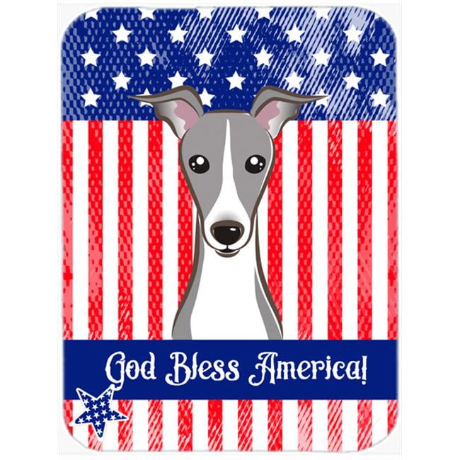 Caroline's Treasures God Bless Flag with Italian Greyhound Glass Cutting Board Large