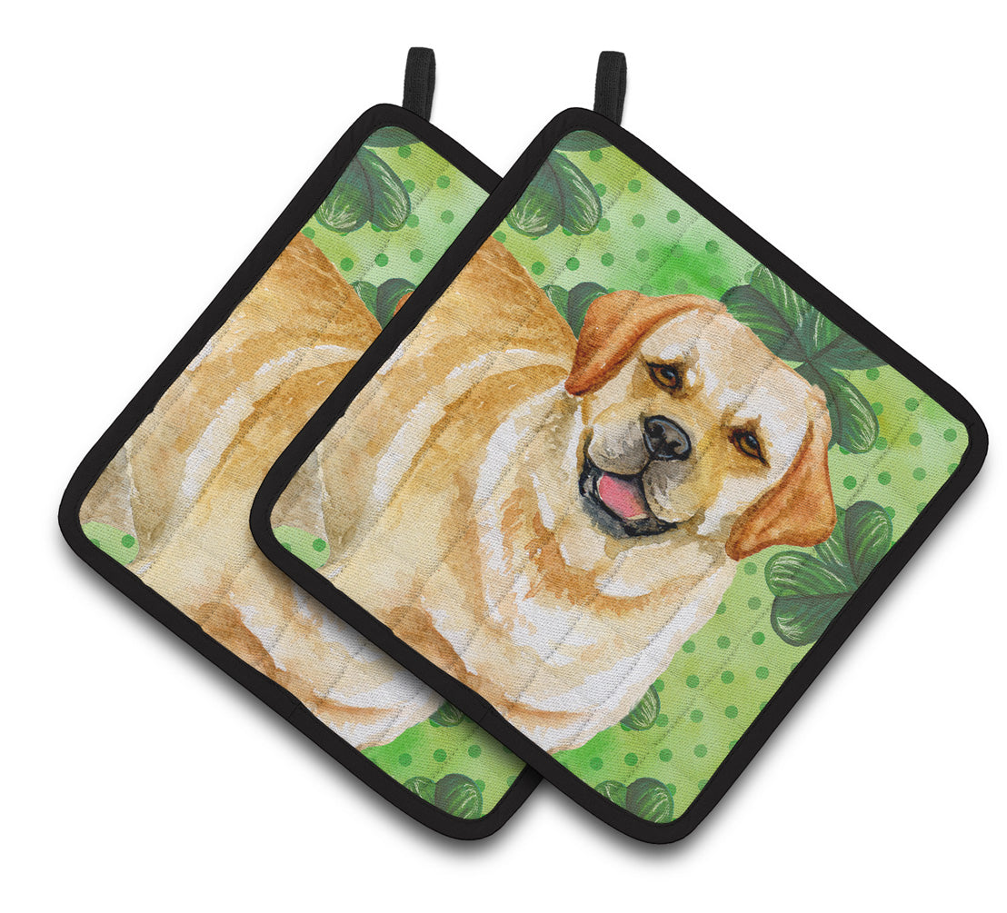 Caroline's Treasures Golden Retriever St Patrick's Pair of Pot Holders