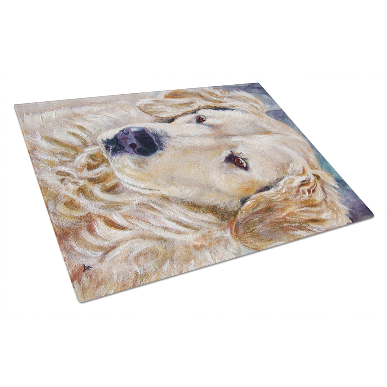 Caroline's Treasures Golden Retriver Contemplation Glass Cutting Board Large