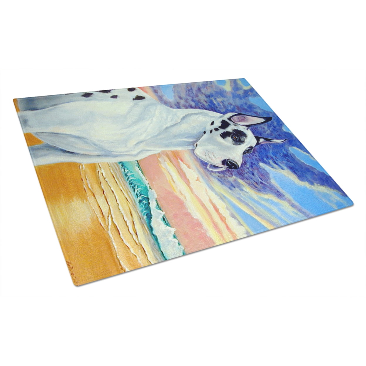 Great Dane Harlequin Dane at Sunset Glass Cutting Board Large