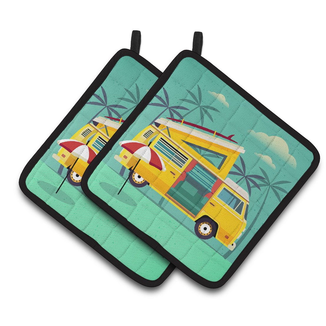 Caroline's Treasures Greatest Adventure Camper Van Pair of Pot Holders