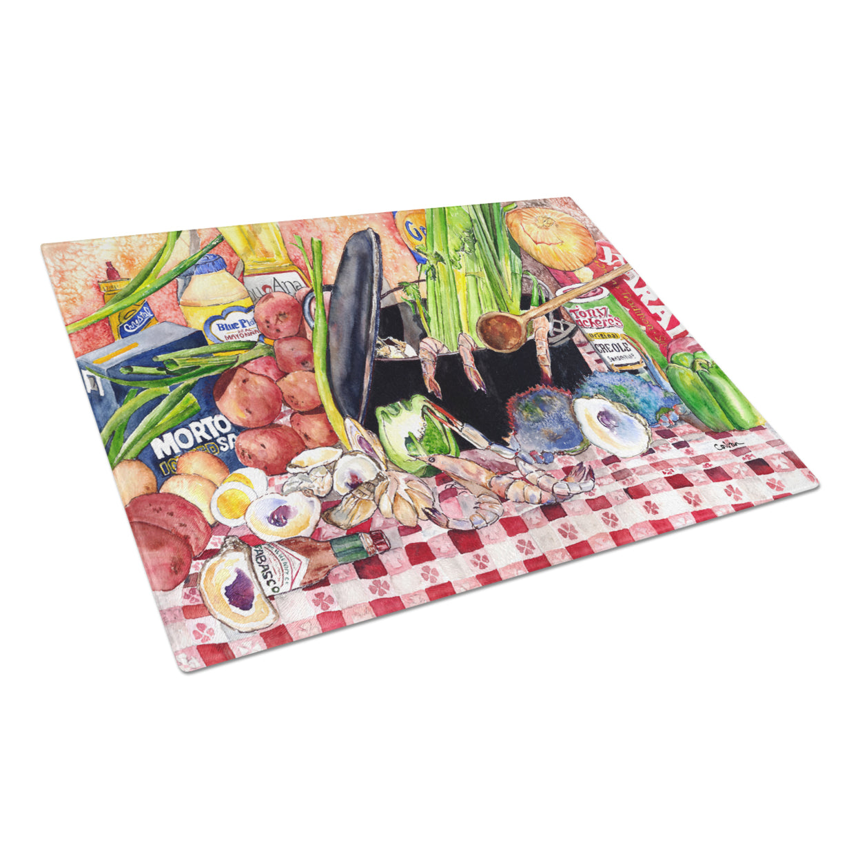 Caroline's Treasures Gumbo and Potato Salad Glass Cutting Board Large