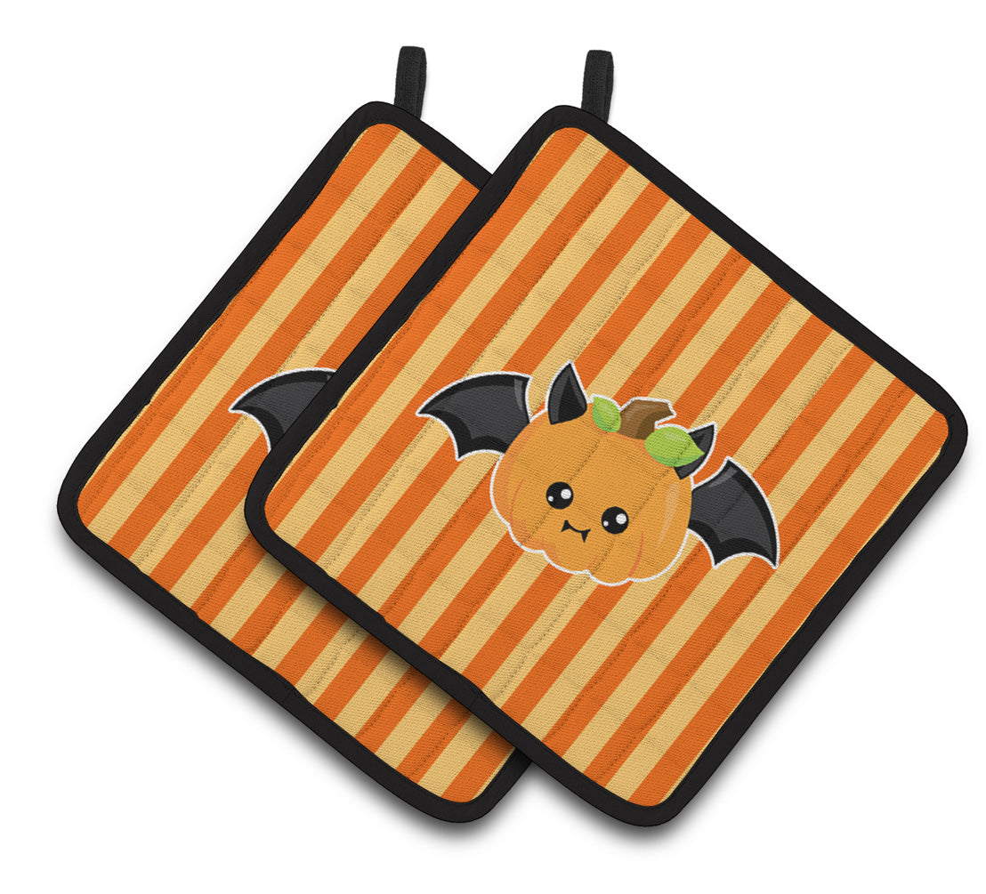 Caroline's Treasures Halloween Pumpkin Bat Pair of Pot Holders