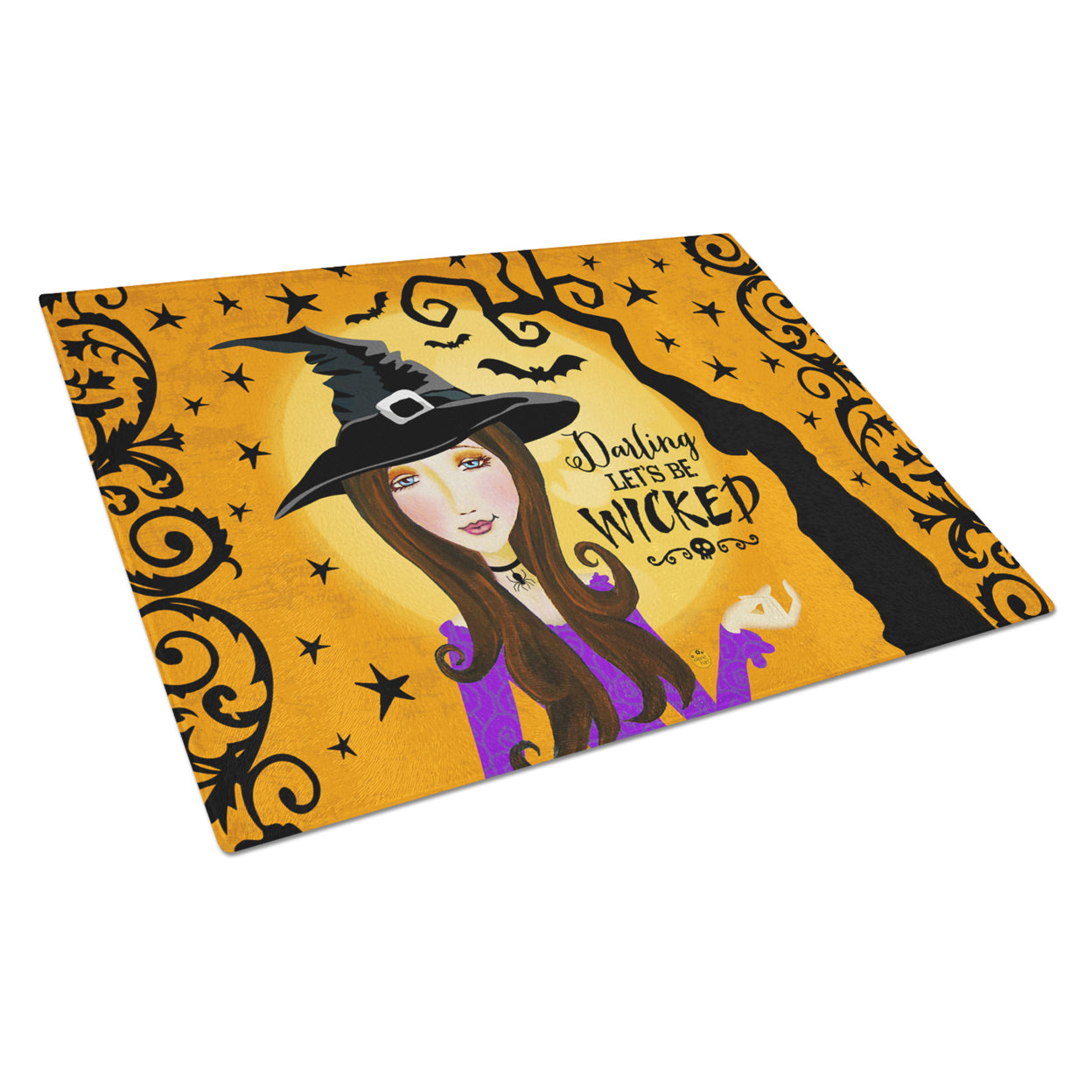 Caroline's Treasures Halloween Wicked Witch Glass Cutting Board Large