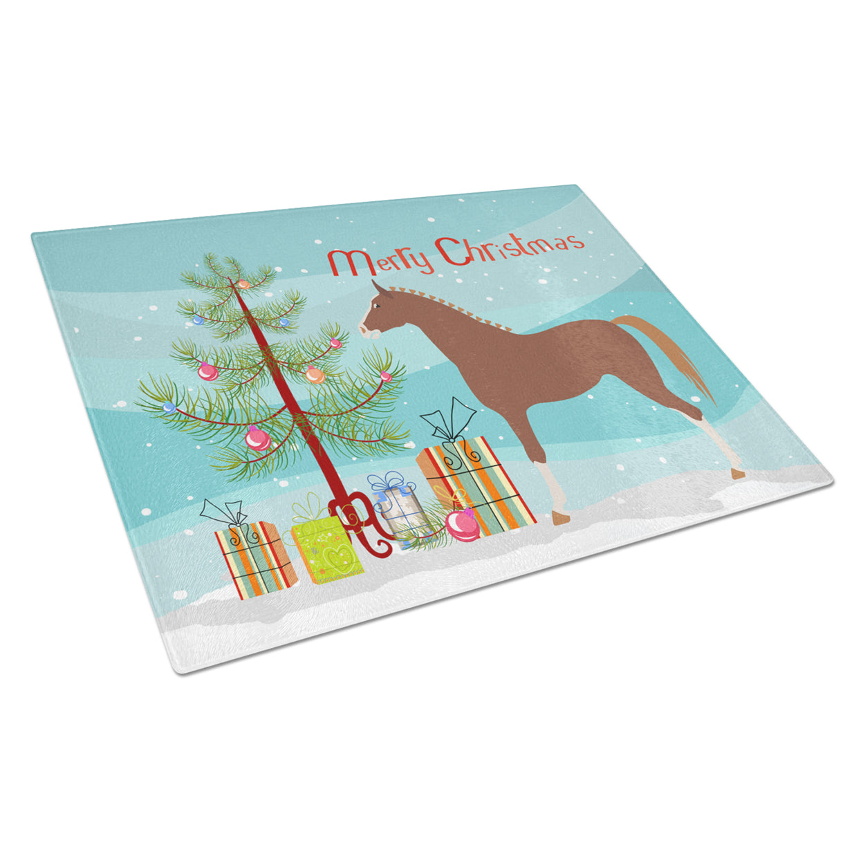 Caroline's Treasures Hannoverian Horse Christmas Glass Cutting Board Large