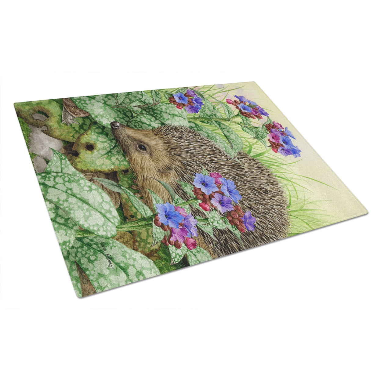 Caroline's Treasures Hedgehog Glass Cutting Board Large