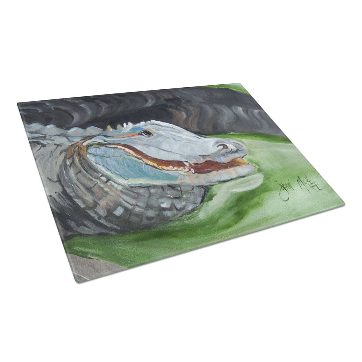 Caroline's Treasures JMK1003LCB Blue Alligator Glass Cutting Board Large, 12H x 16W, multicolor
