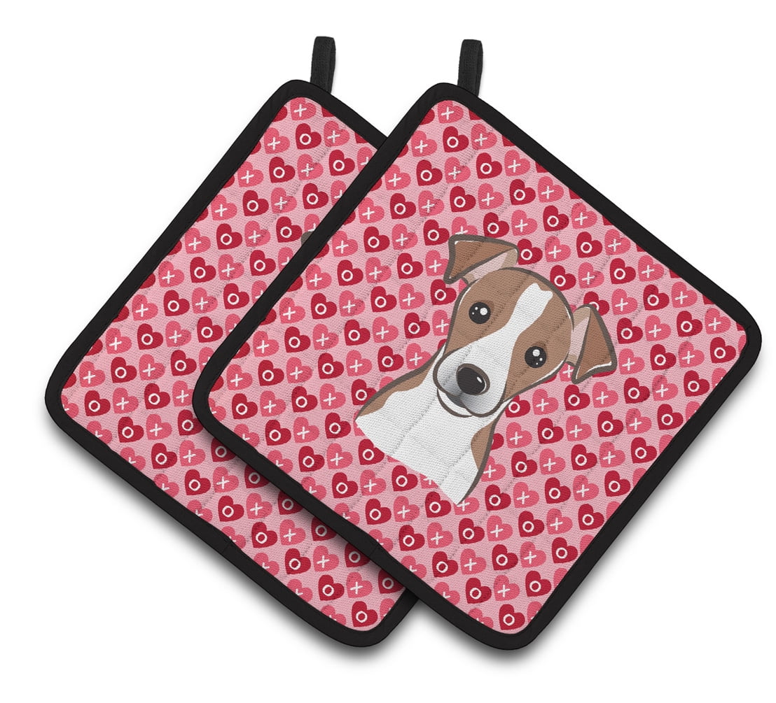 Caroline's Treasures Jack Russell Terrier Hearts Pair of Pot Holders