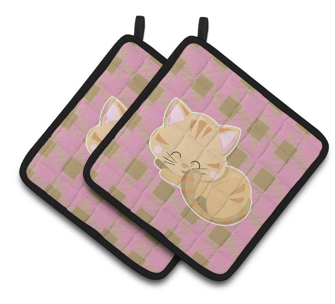 Caroline's Treasures Kitten Sleeping Pair of Pot Holders