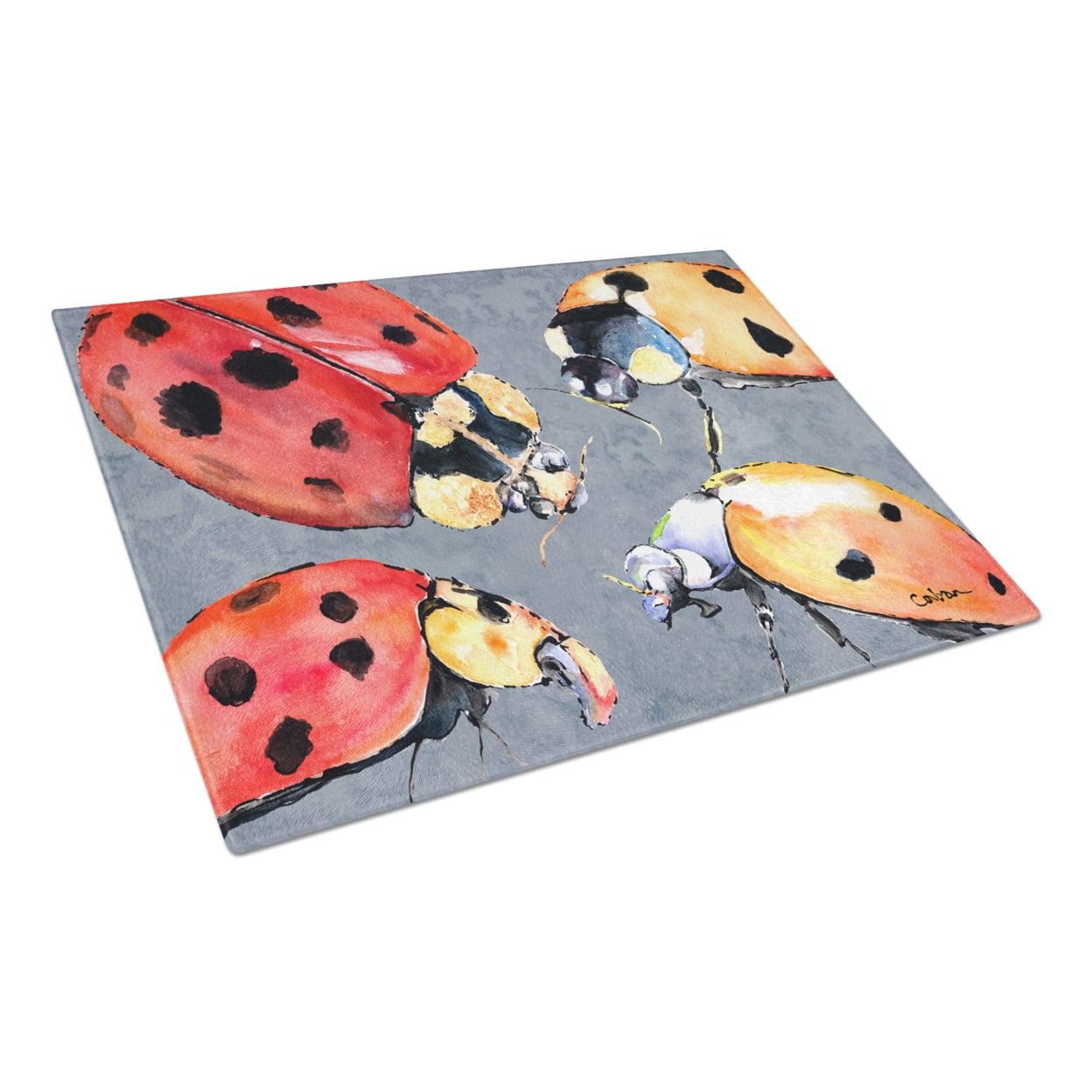 Caroline's Treasures Lady Bug Multiple Glass Cutting Board Large