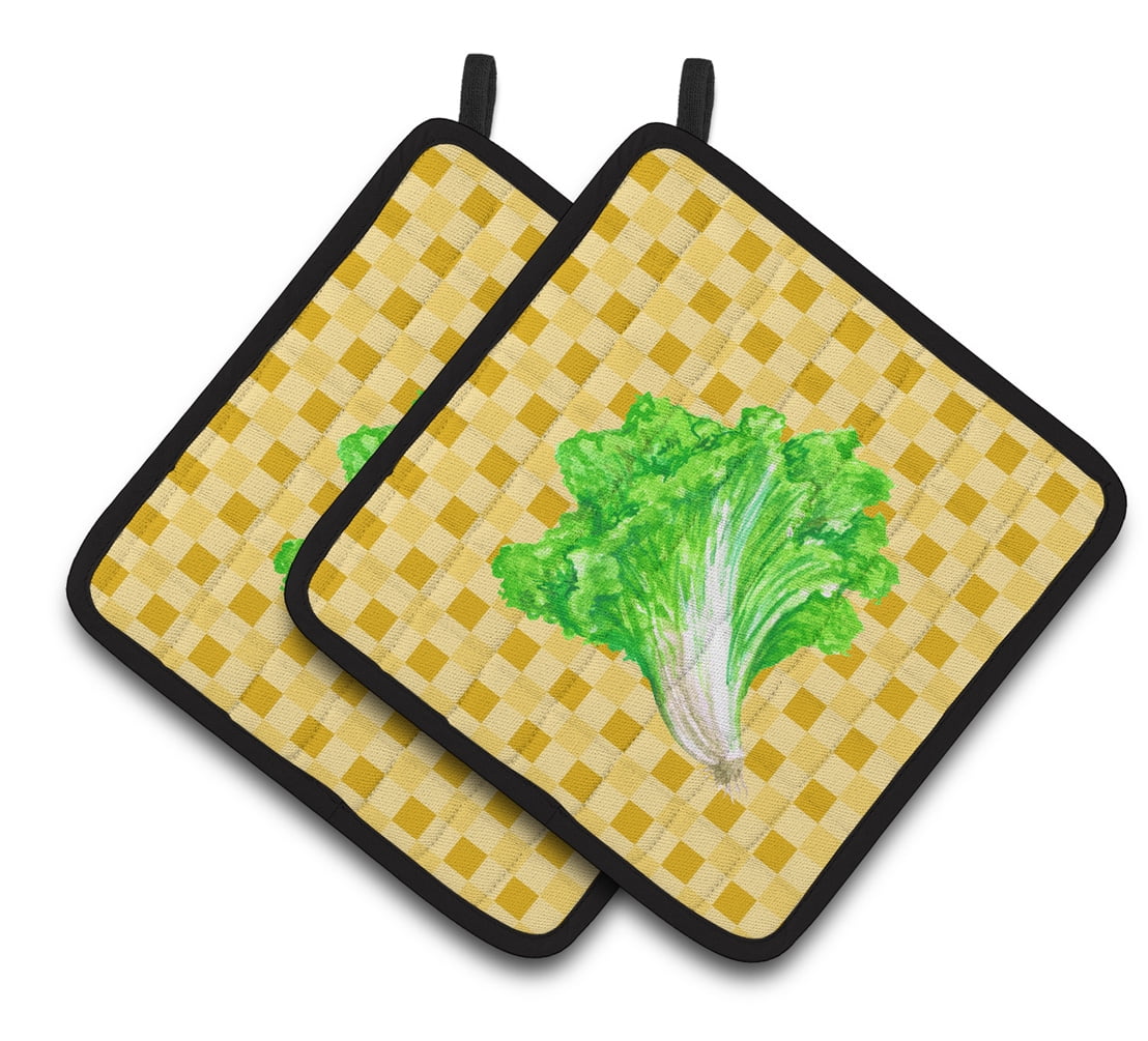 Caroline's Treasures Lettuce on Basketweave Pair of Pot Holders