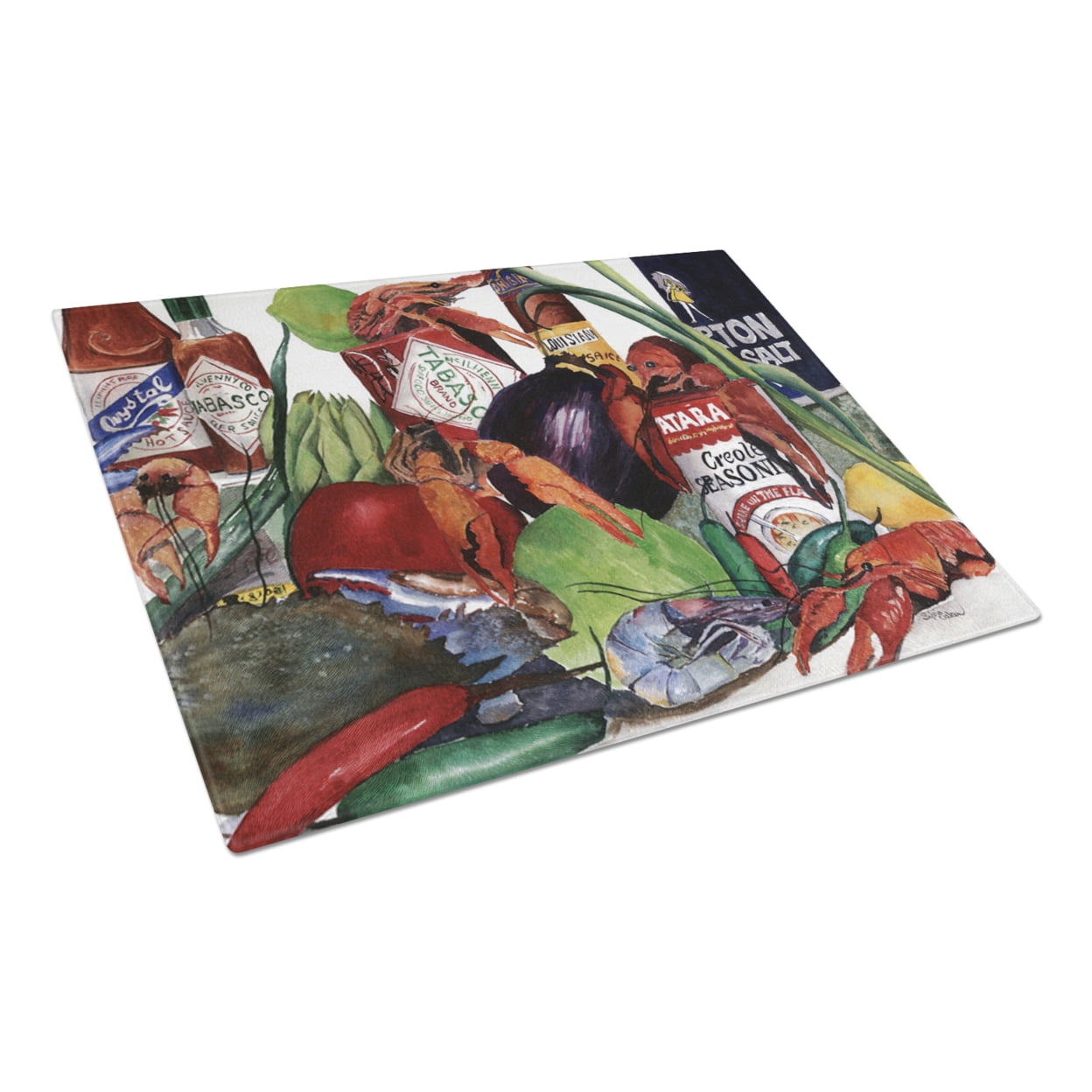 Caroline's Treasures Louisiana Spices and Crawfish Glass Cutting Board
