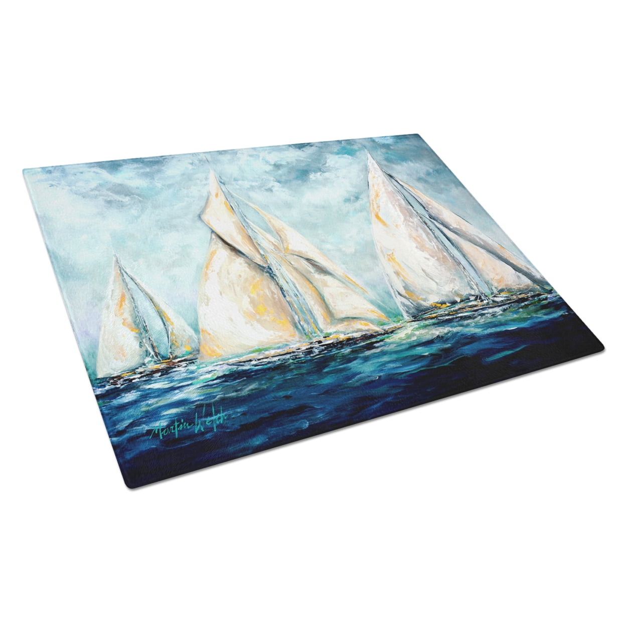 Caroline's Treasures MW1283LCB The Last Mile Sail boats Glass Cutting Board Large, 12H x 16W, multicolor