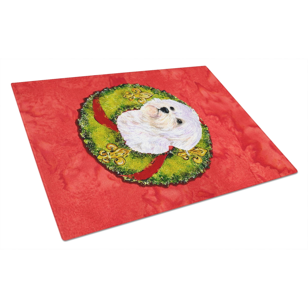 Caroline's Treasures Maltese Glass Cutting Board Large