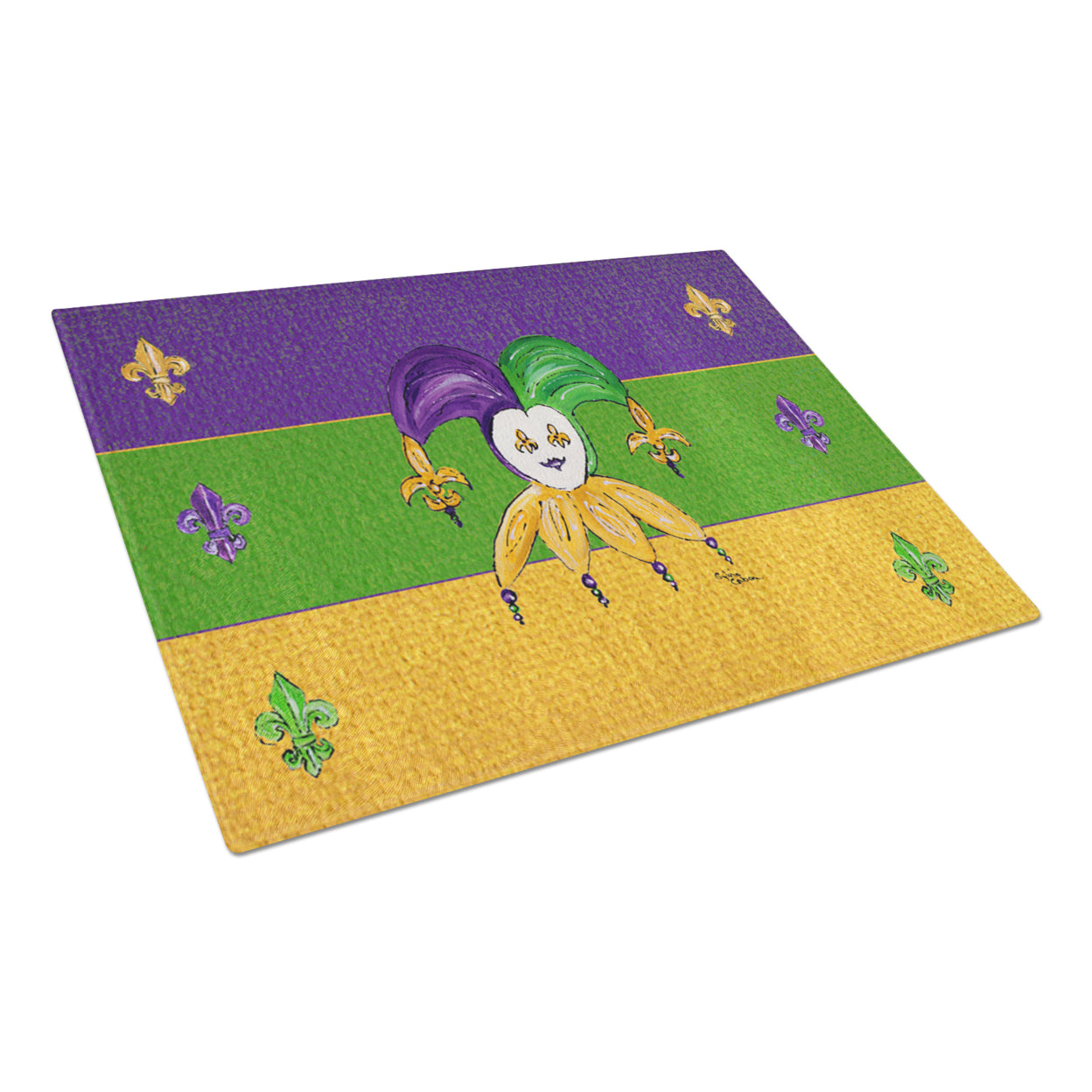 Caroline's Treasures Mardi Gras Jester Glass Cutting Board
