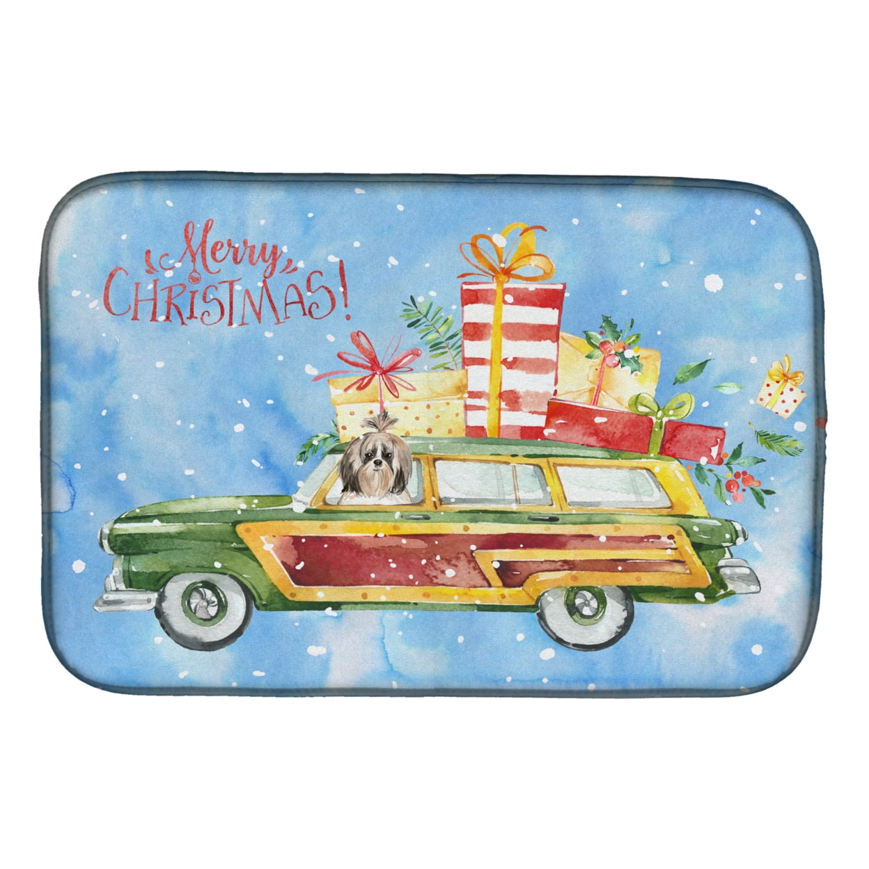 Caroline's Treasures Merry Christmas Shih Tzu Dish Drying Mat