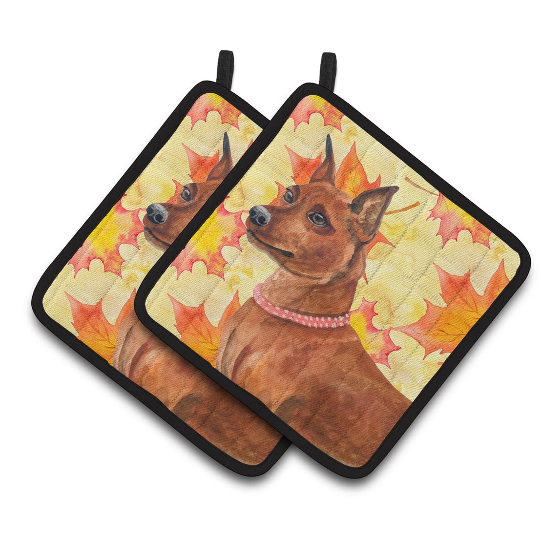 Miniature Pinscher Fall Pair of Pot Holders