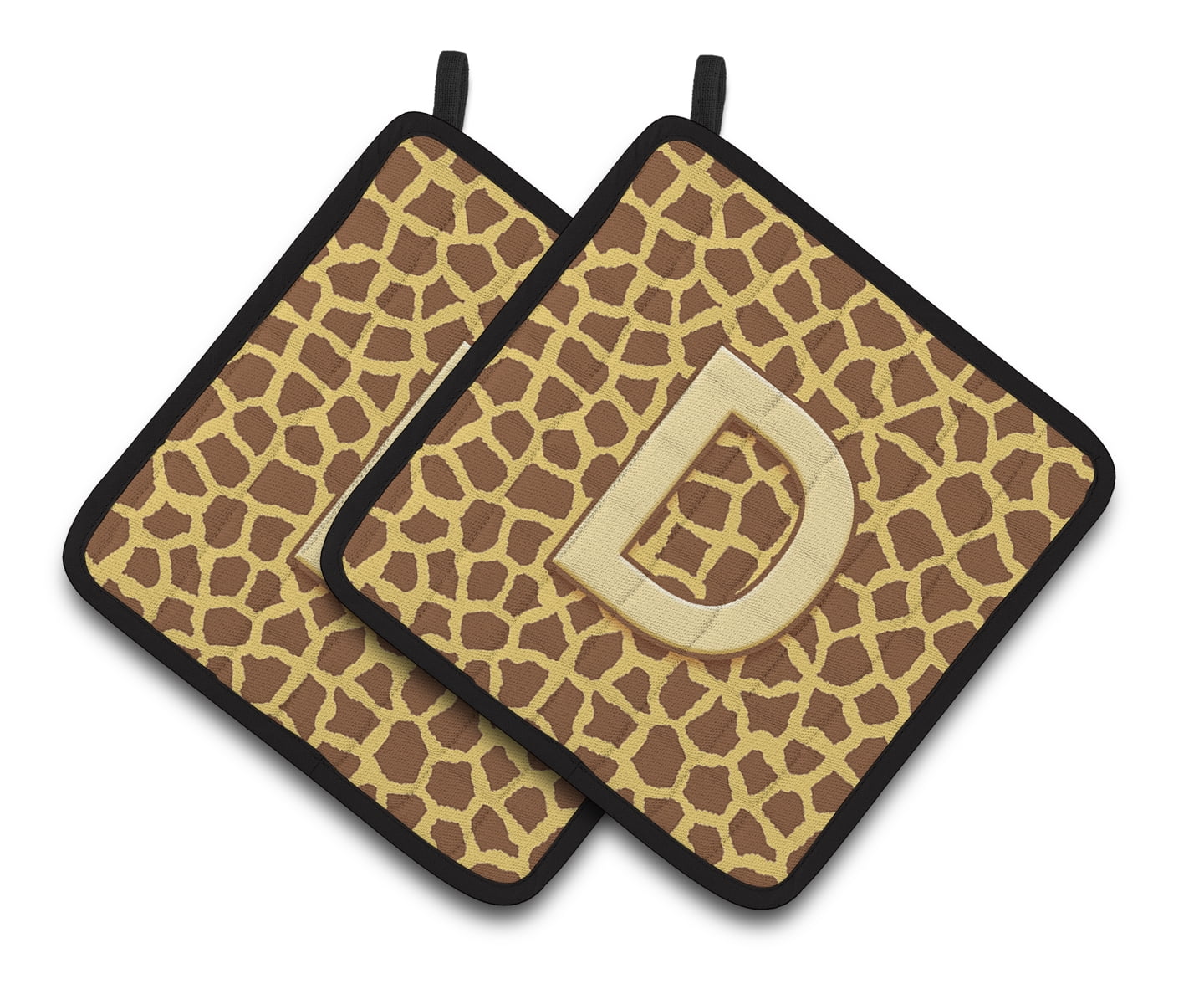 Monogram Initial D Giraffe Pair of Pot Holders