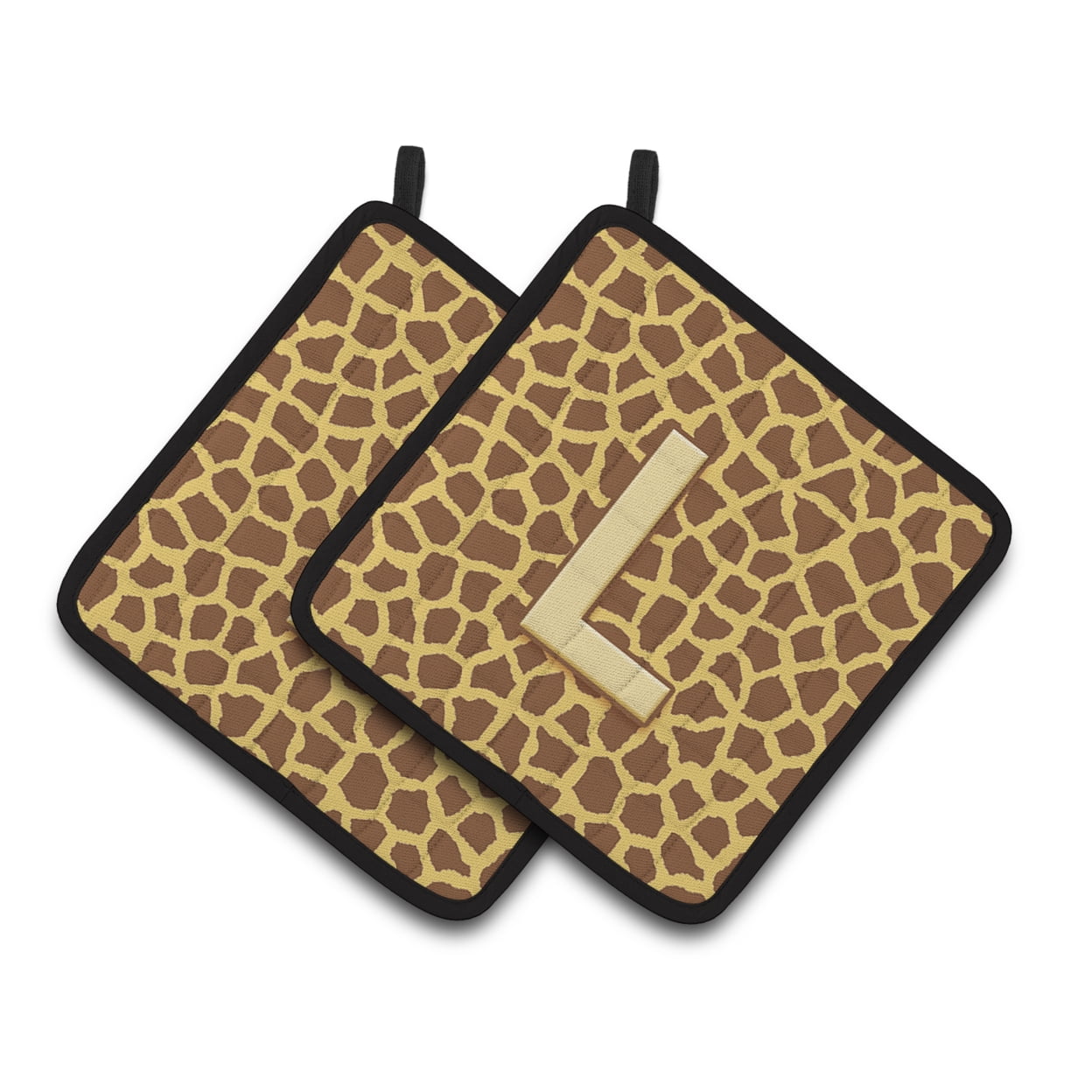 Caroline's Treasures Monogram Initial L Giraffe Pair of Pot Holders