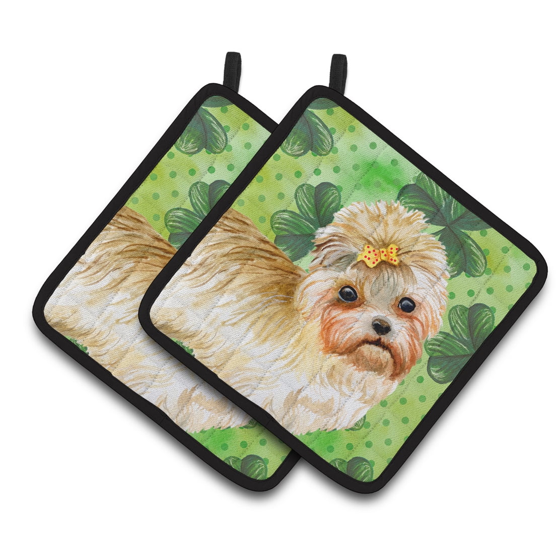 Caroline's Treasures Morkie St Patrick's Pair of Pot Holders