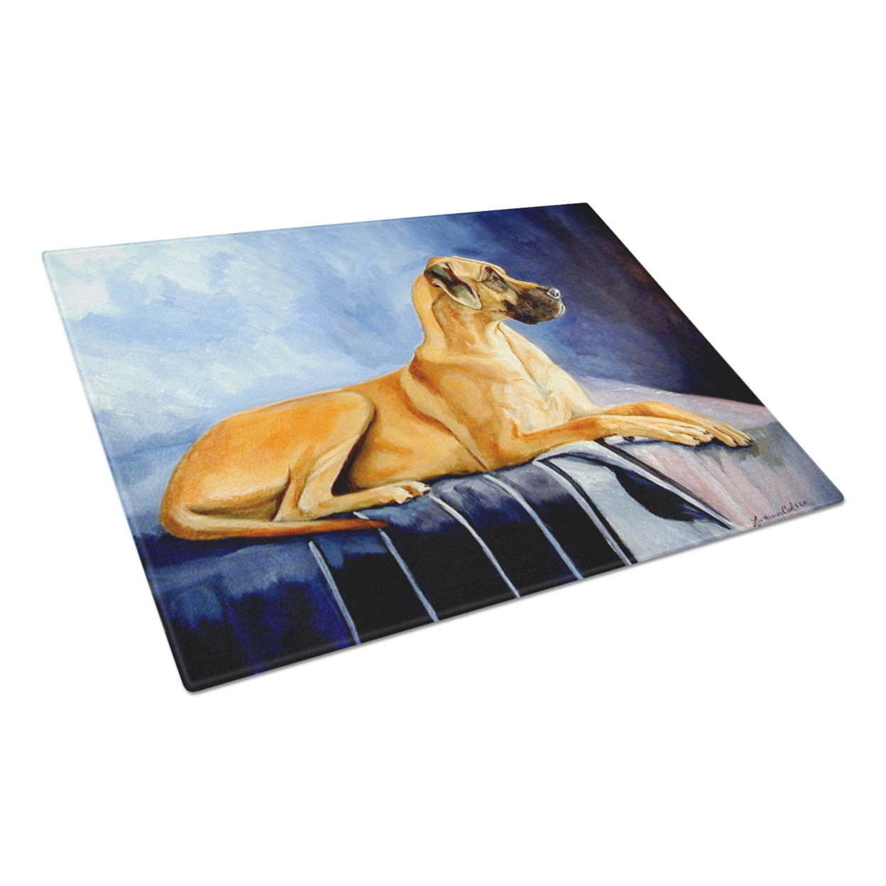 Caroline's Treasures Natural Fawn Great Dane Glass Cutting Board Large