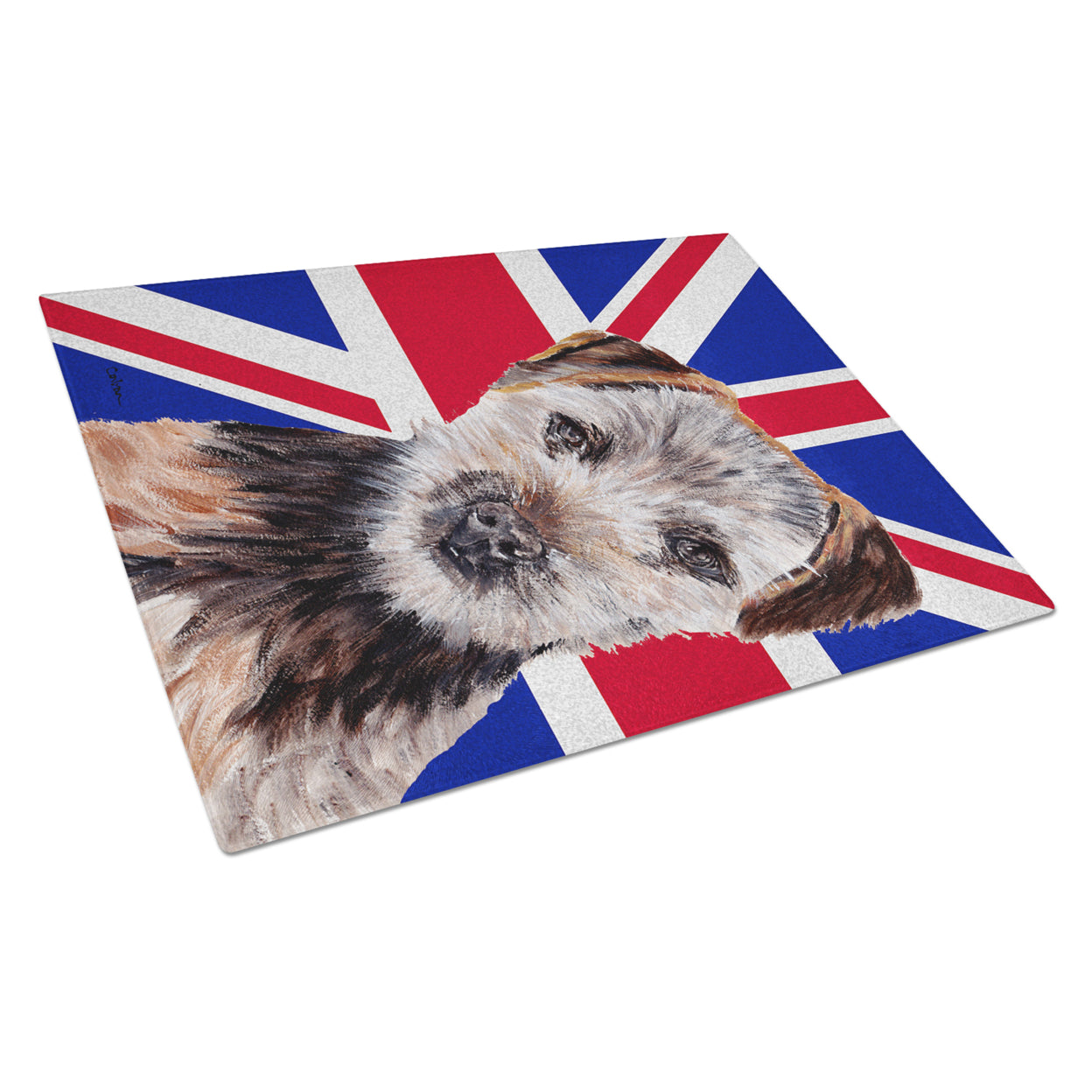 Caroline's Treasures Norfolk Terrier Puppy with English Union Jack British Flag Glass Cutting Board Large Size