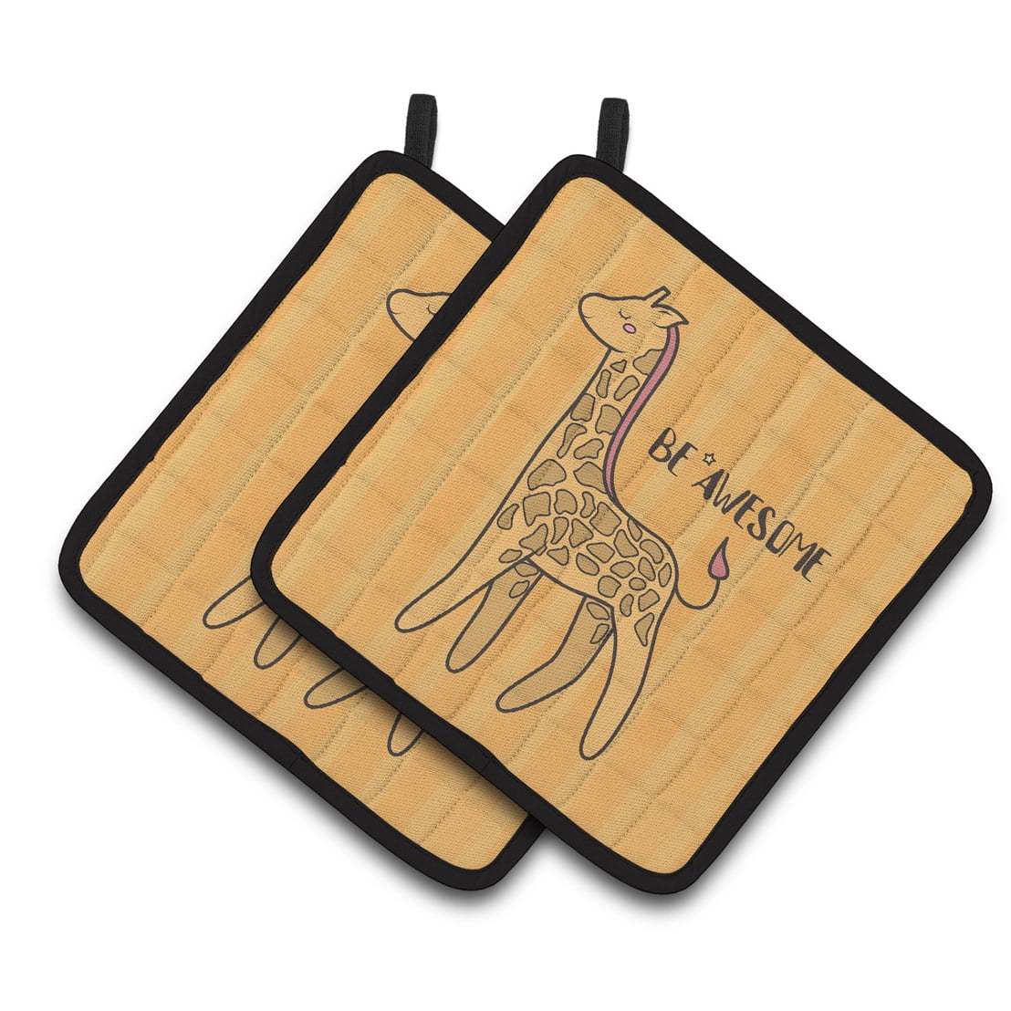 Caroline's Treasures Nursery Be Awesome Griaffe Pair of Pot Holders