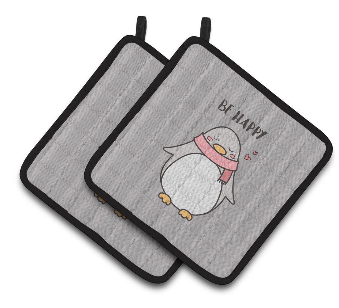Caroline's Treasures Nursery Be Happy Penquin Pair of Pot Holders