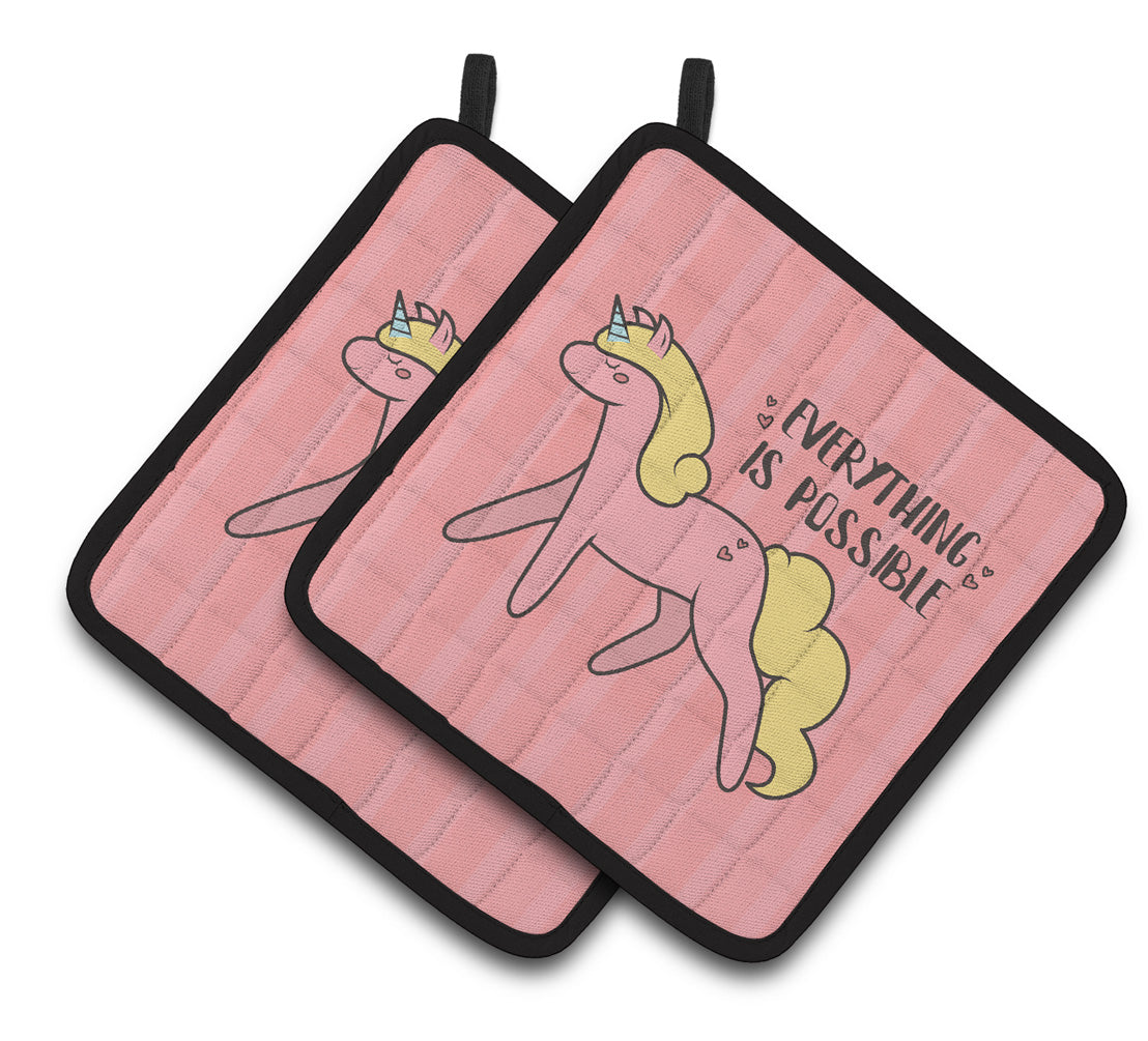 Caroline's Treasures Nursery Everything is Possible Unicorn Pair of Pot Holders