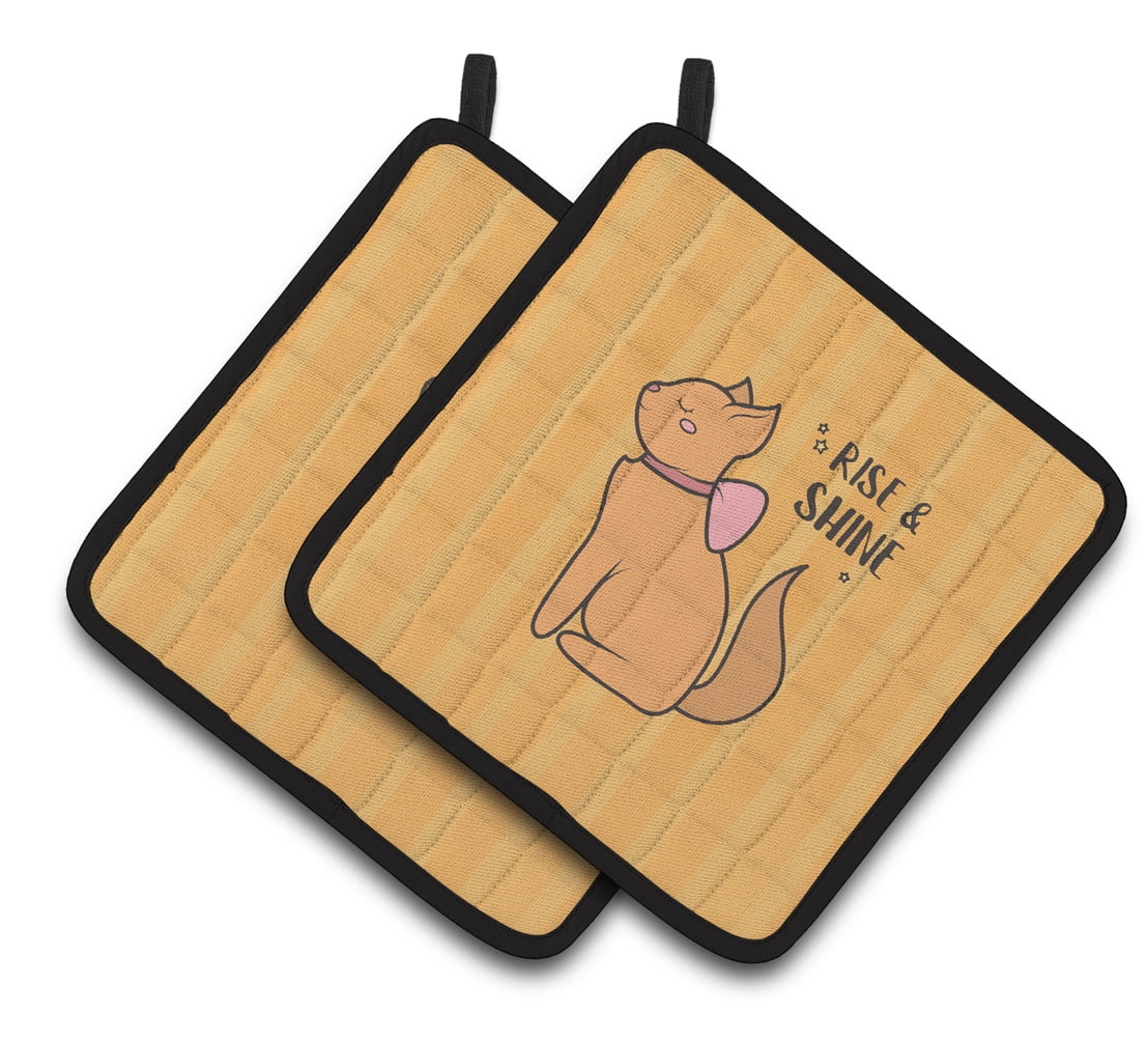 Caroline's Treasures Nursery Rise and Shine Cat Pair of Pot Holders