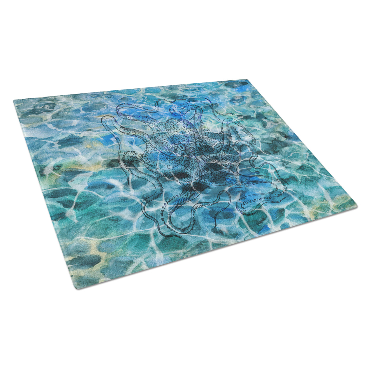 Caroline's Treasures Octopus Under water Glass Cutting Board Large