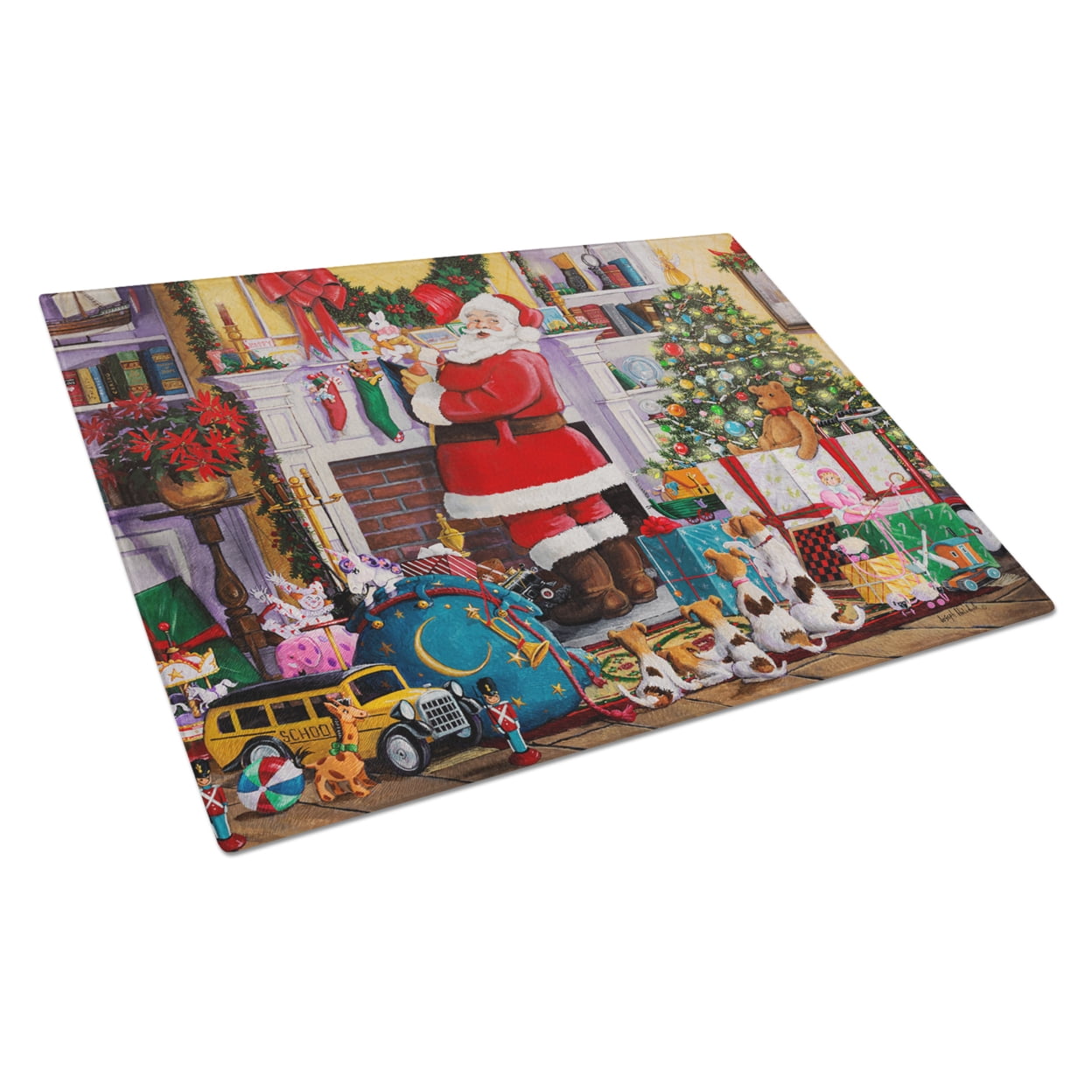 Caroline's Treasures PJH3003LCB Santa Claus Placing the Presents Glass Cutting Board Large, 12H x 16W, multicolor