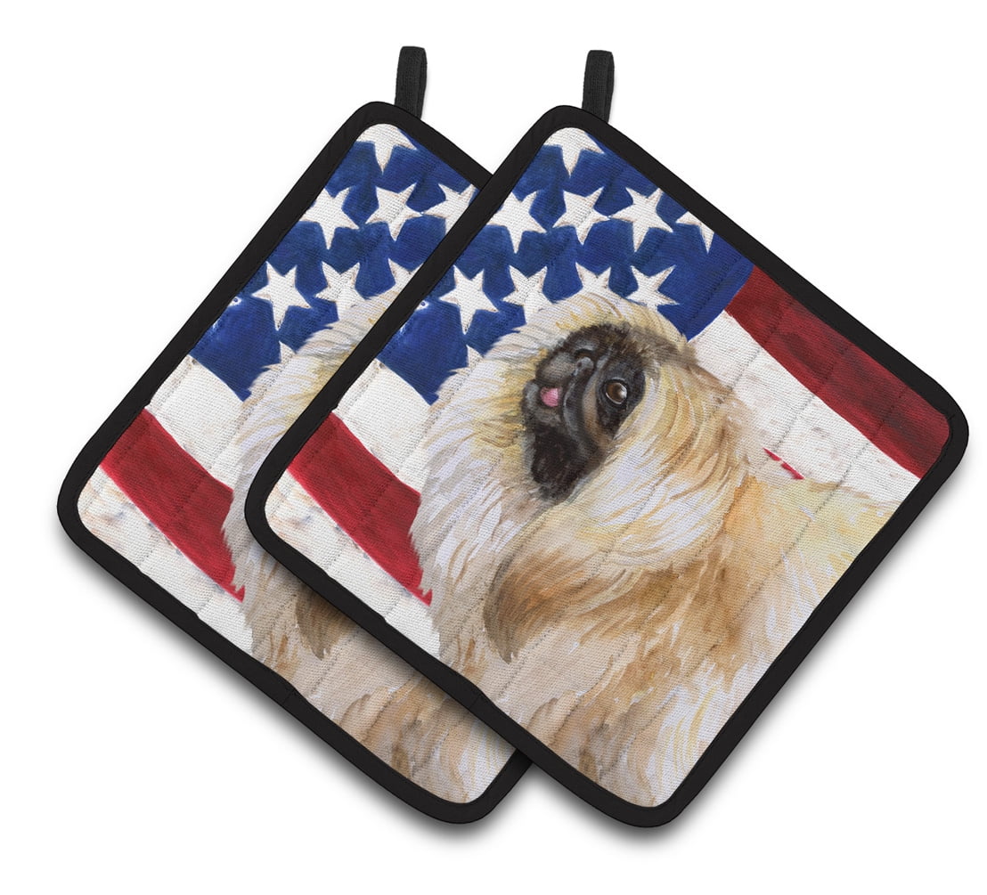 Caroline's Treasures Pekingese Patriotic Pair of Pot Holders