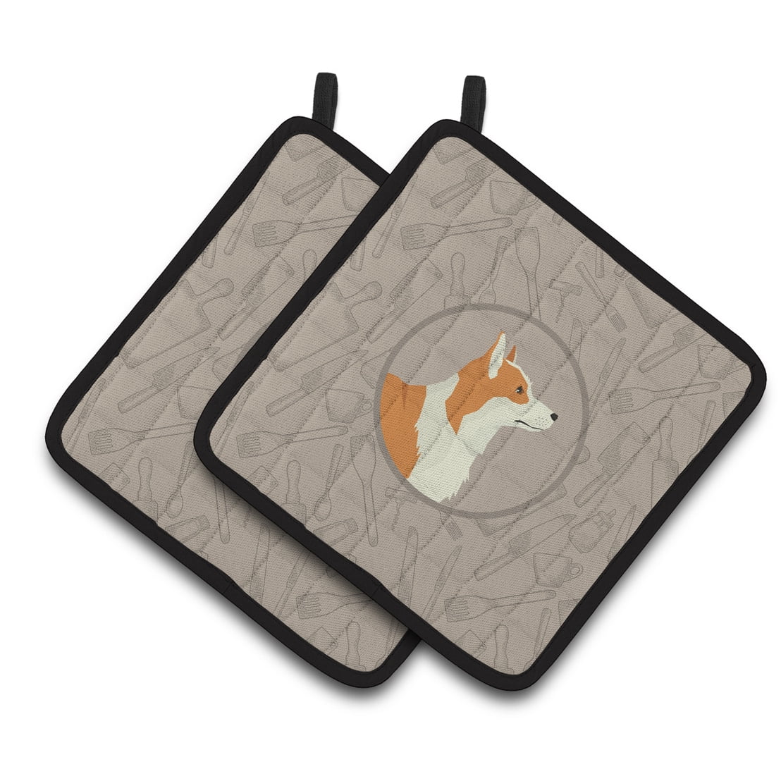 Pembroke Corgi In the Kitchen Pair of Pot Holders