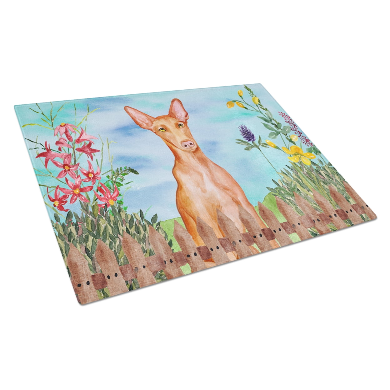 Caroline's Treasures Pharaoh Hound Spring Glass Cutting Board Large