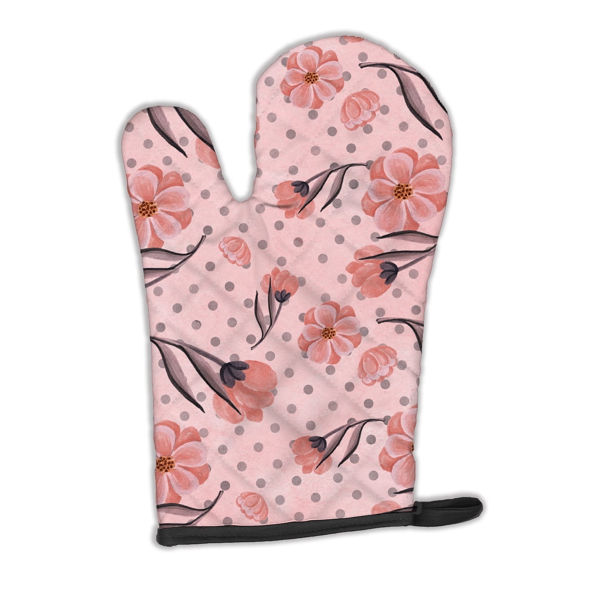 Pink Flowers and Polka Dots Oven Mitt