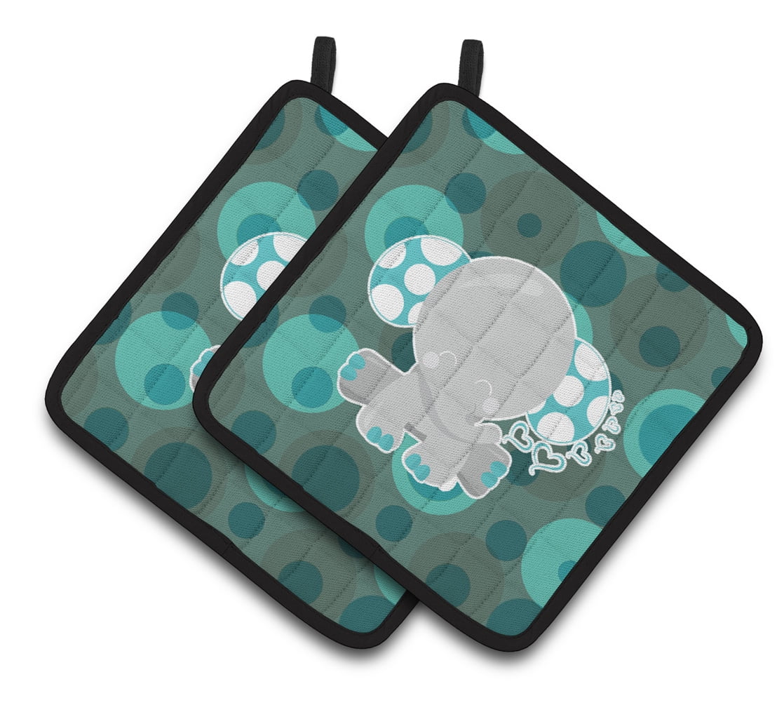 Polkadot Naptime Elephant Pair of Pot Holders