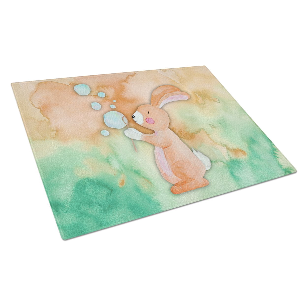 Caroline's Treasures Rabbit and Bubbles Watercolor Glass Cutting Board Large