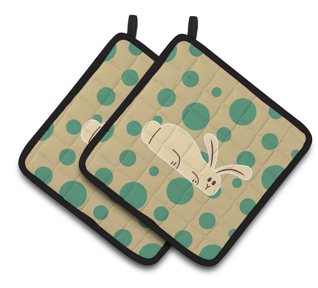 Caroline's Treasures Rabbit on Polkadots Pair of Pot Holders