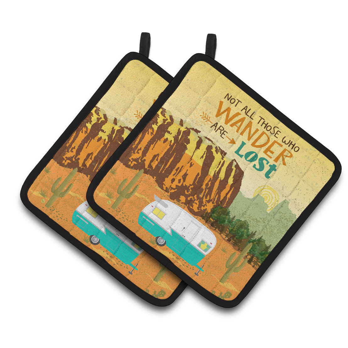 Caroline's Treasures Retro Camper Camping Wander Pair of Pot Holders