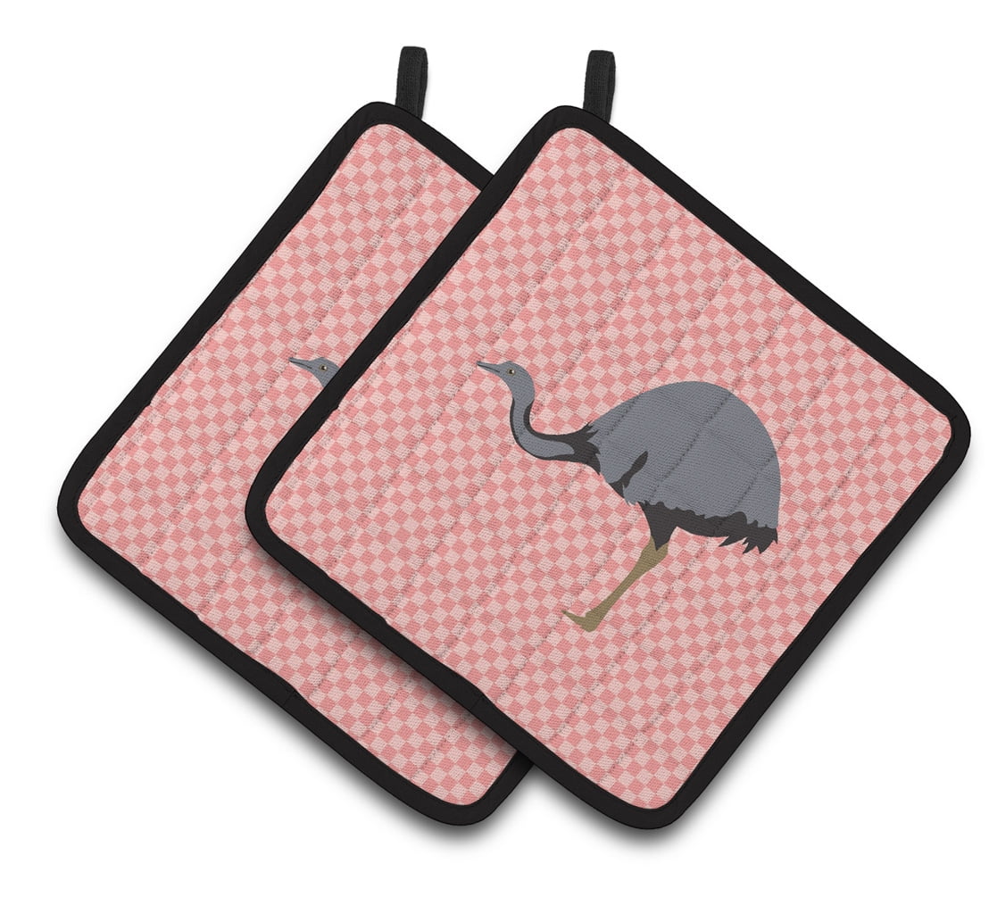Caroline's Treasures Rhea Pink Check Pair of Pot Holders