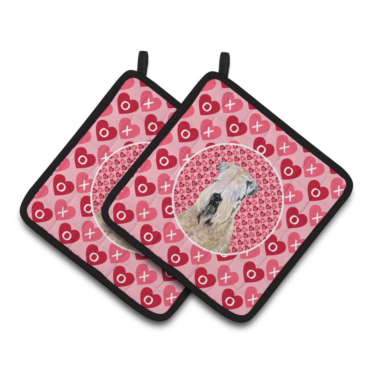 Caroline's Treasures Pot Holders Wheaten Terrier Soft Coated Hearts Pair 7.5" H x 7.5" W