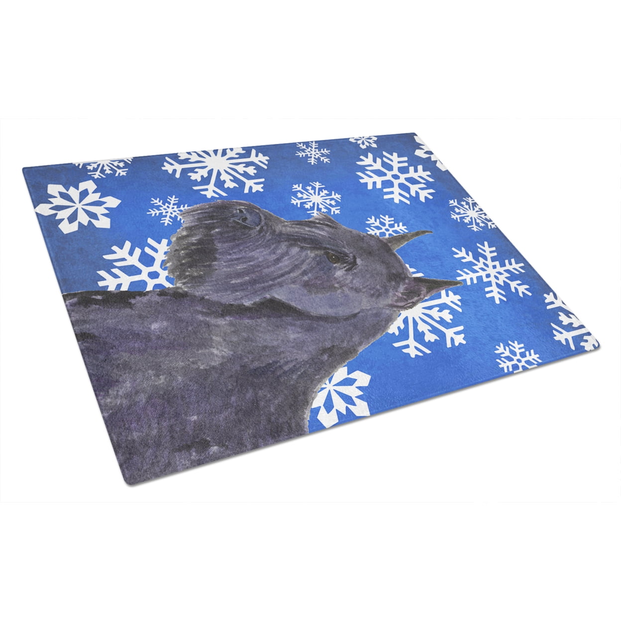 Caroline's Treasures SS4661LCB Schnauzer Winter Snowflakes Holiday Glass Cutting Board Large, 12H x 16W, multicolor