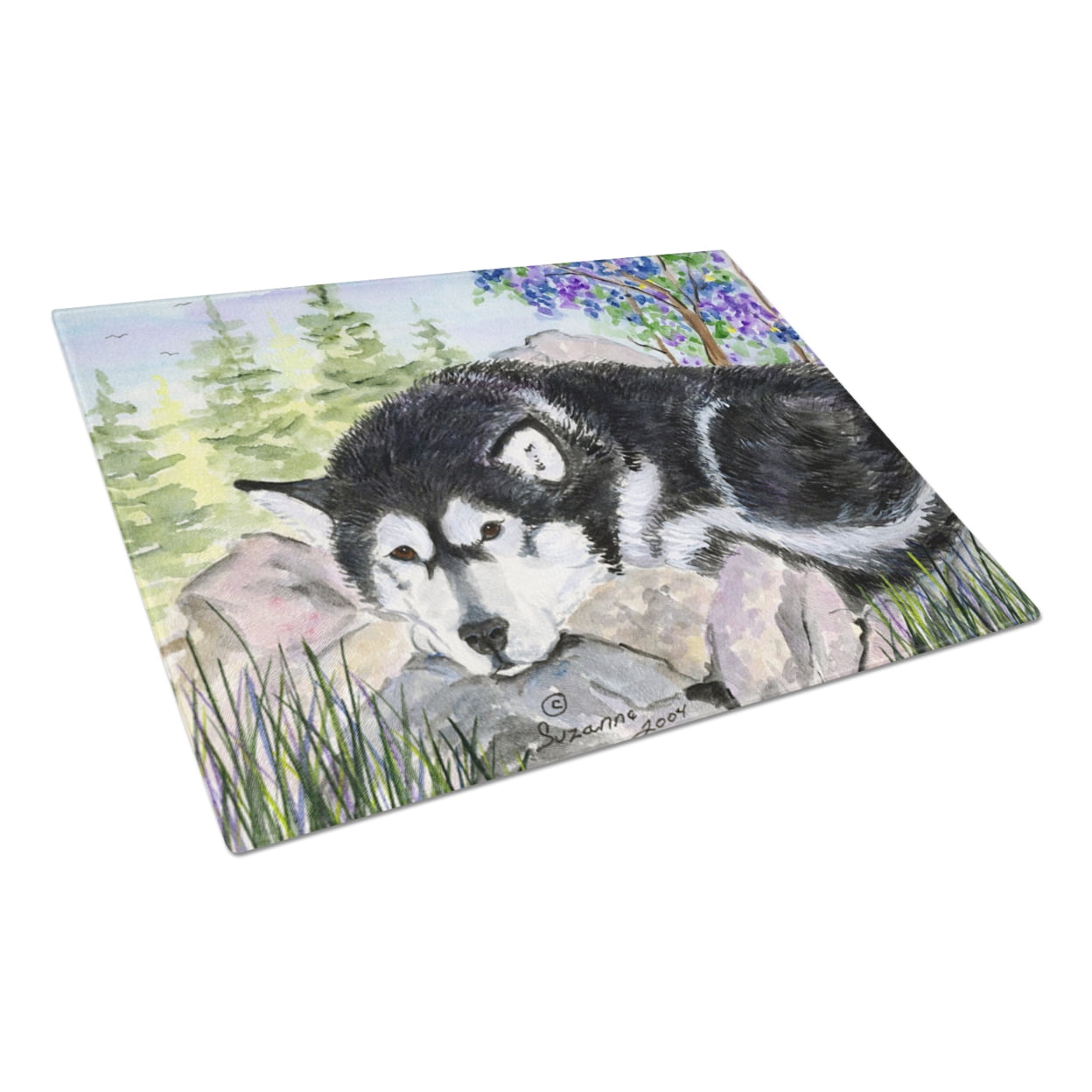 Caroline's Treasures SS8062LCB Alaskan Malamute Glass Cutting Board Large, 12H x 16W, multicolor