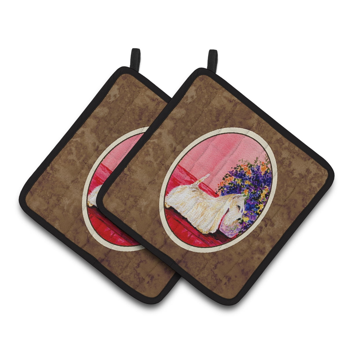 Caroline's Treasures SS8306PTHD Scottish Terrier Pair of Pot Holders, 7.5HX7.5W, multicolor