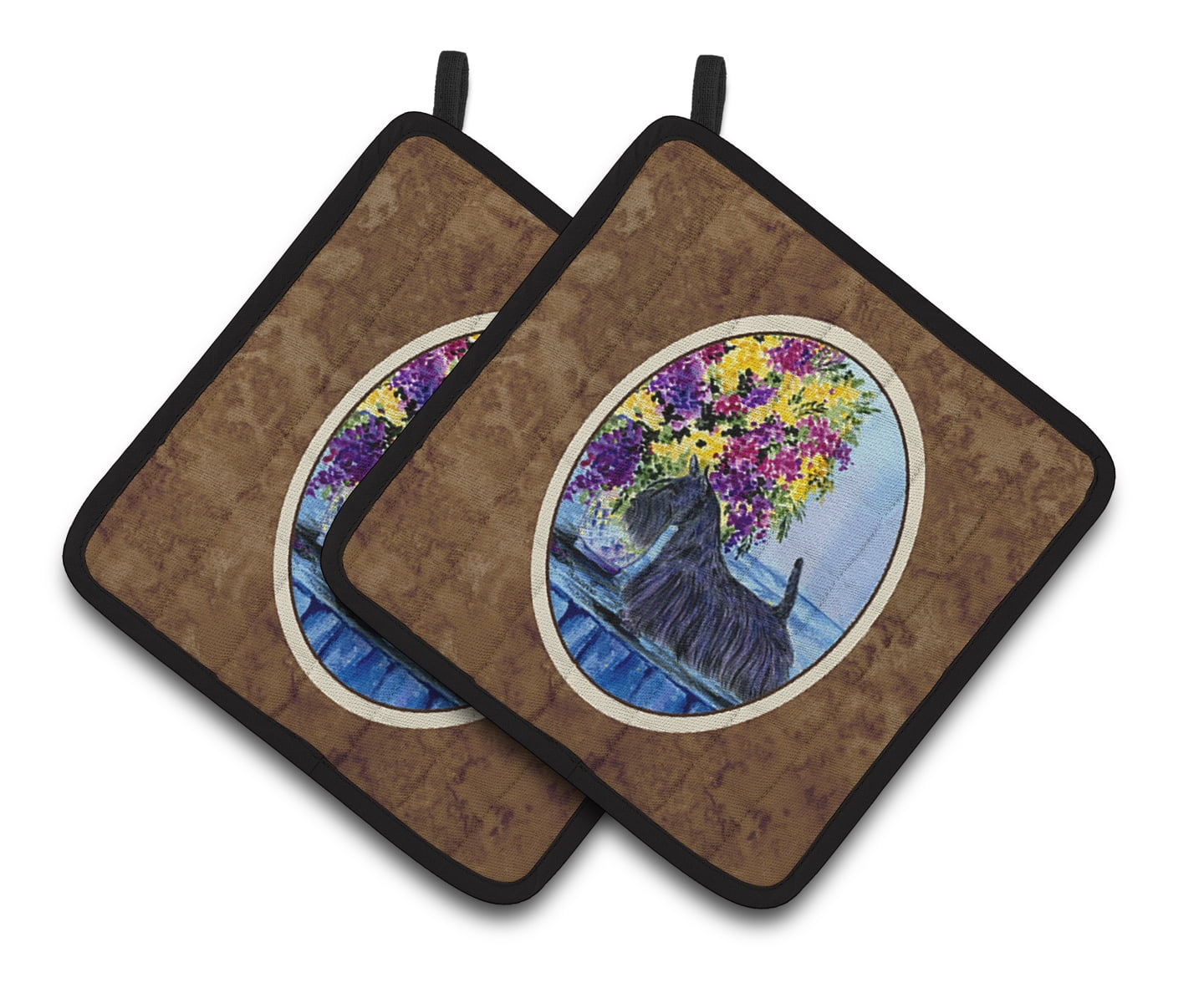 Caroline's Treasures SS8309PTHD Scottish Terrier Pair of Pot Holders, 7.5HX7.5W, multicolor