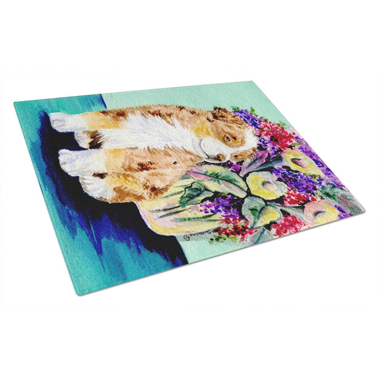 Caroline's Treasures SS8312LCB Australian Shepherd Glass Cutting Board Large, 12H x 16W, multicolor