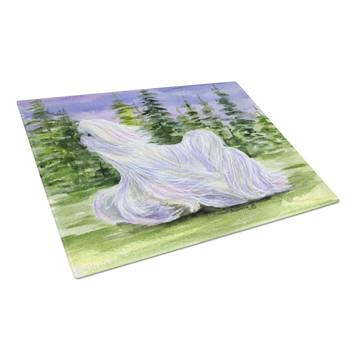 Caroline's Treasures SS8453LCB Maltese Glass Cutting Board Large, 12H x 16W, multicolor