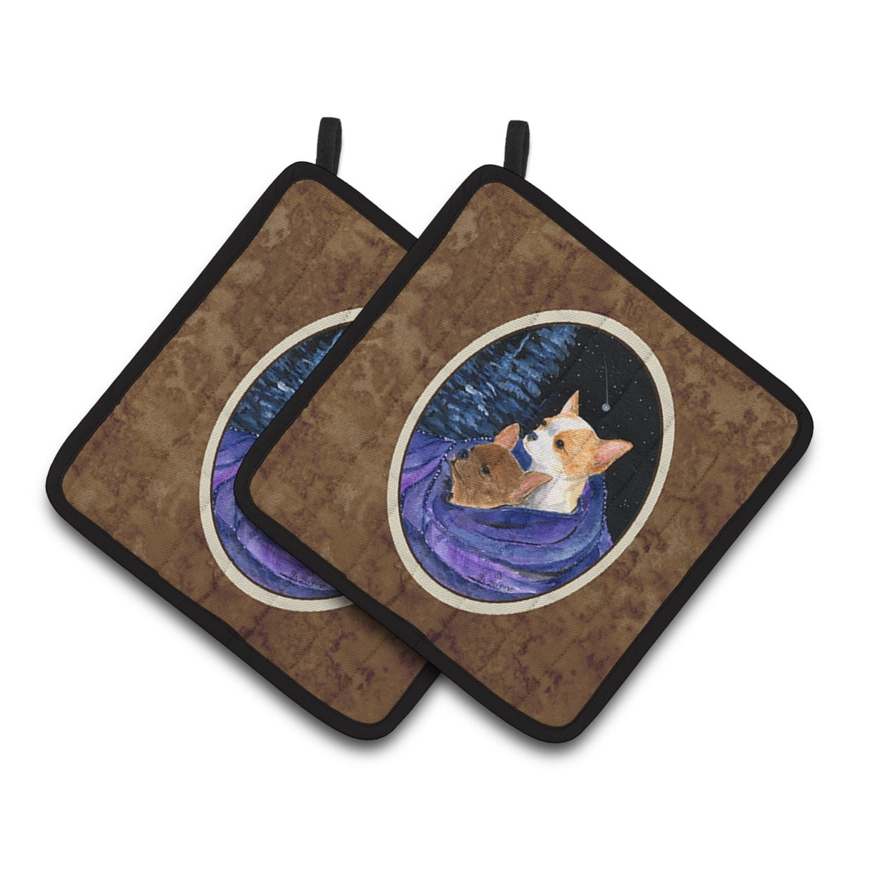 Caroline's Treasures SS8513PTHD Starry Night Chihuahua Pair of Pot Holders, 7.5HX7.5W, multicolor
